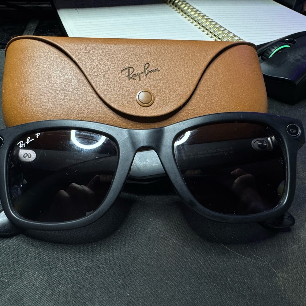 Ray-Ban Matte Black Sunglasses with Brown Case